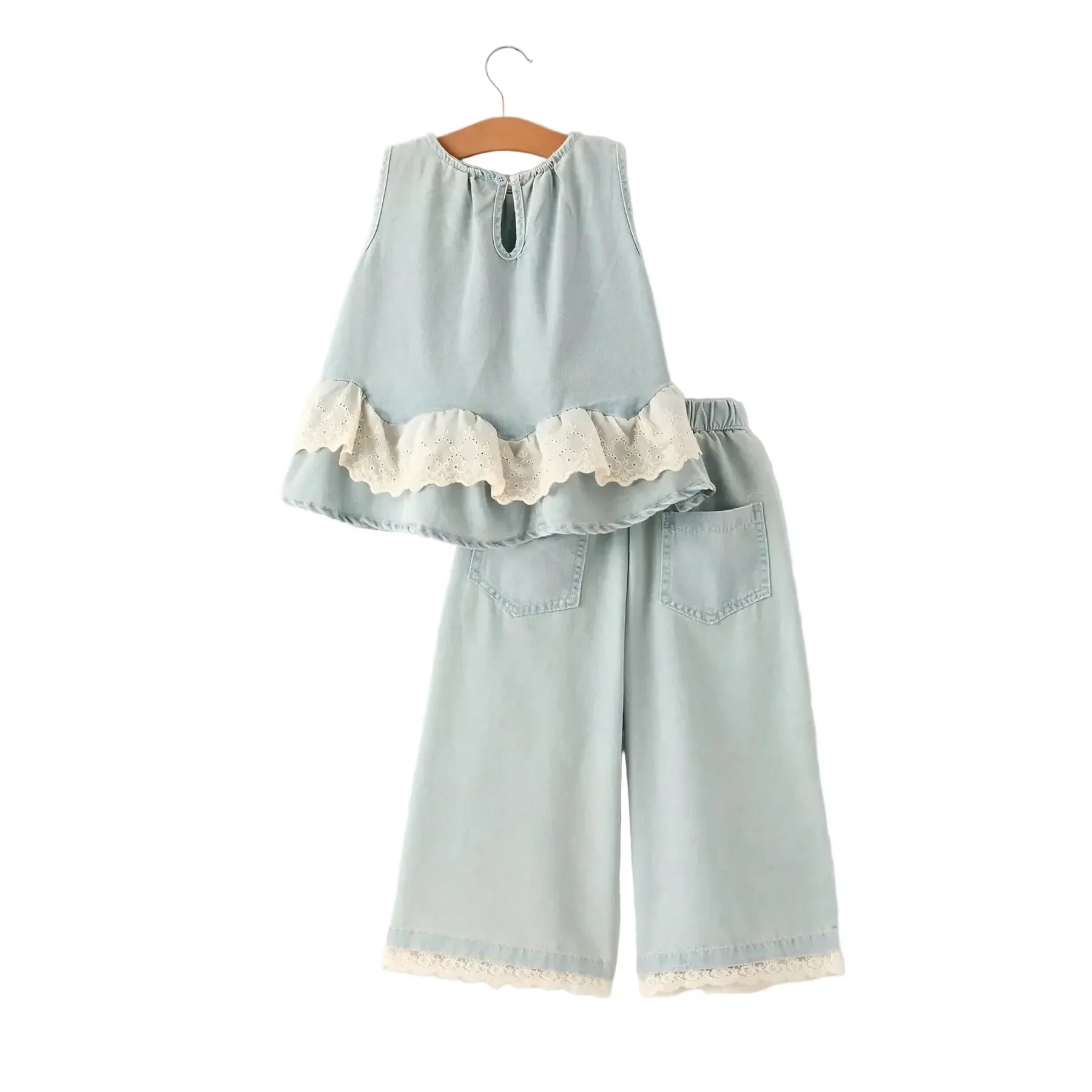 Girl's Youth Denim and Lace Set