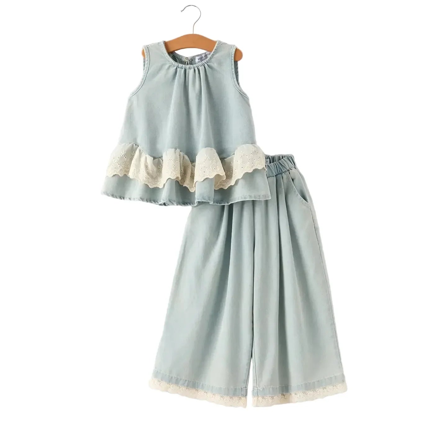 Girl's Youth Denim and Lace Set
