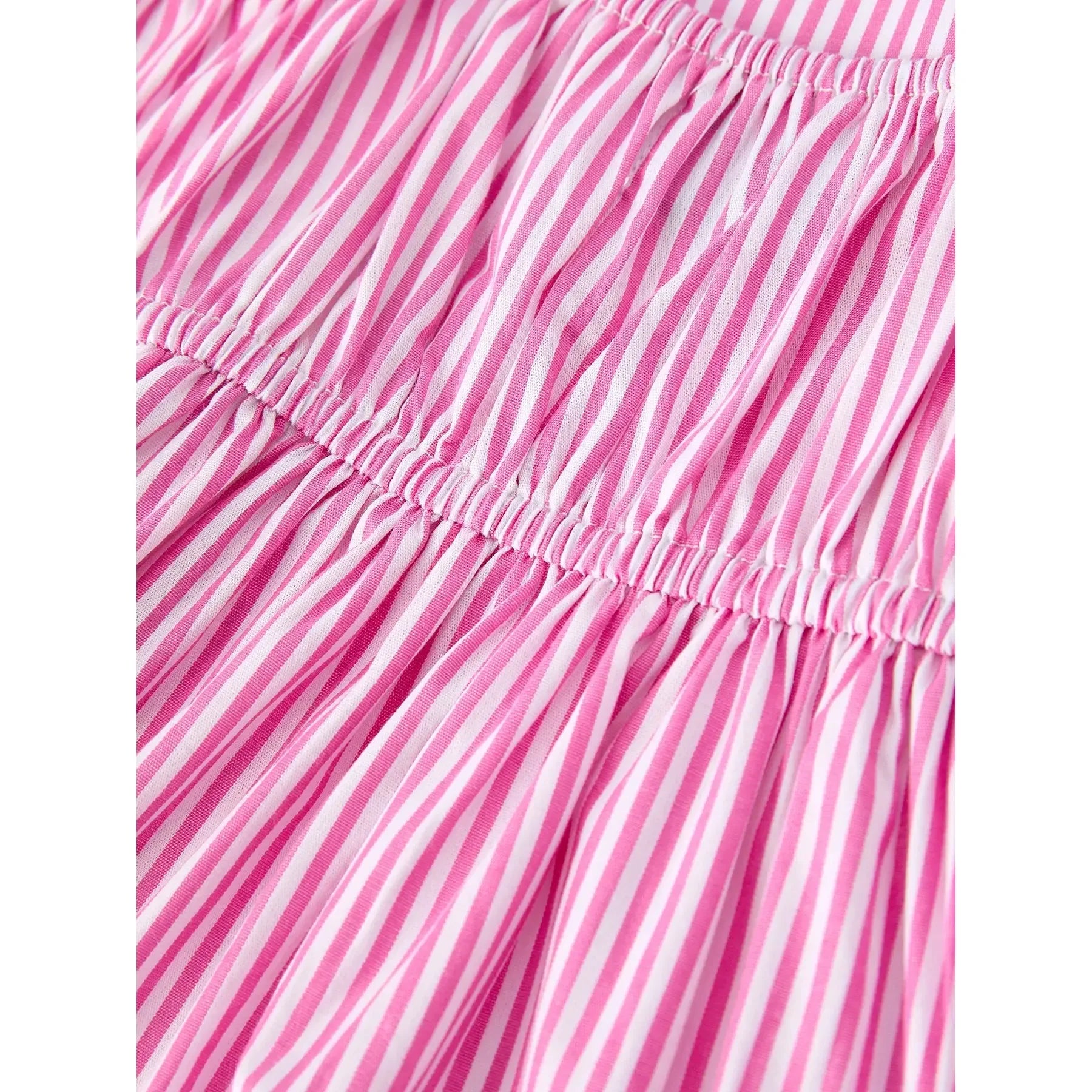 Girl's Youth Pink Striped Ruffle Bow Dress