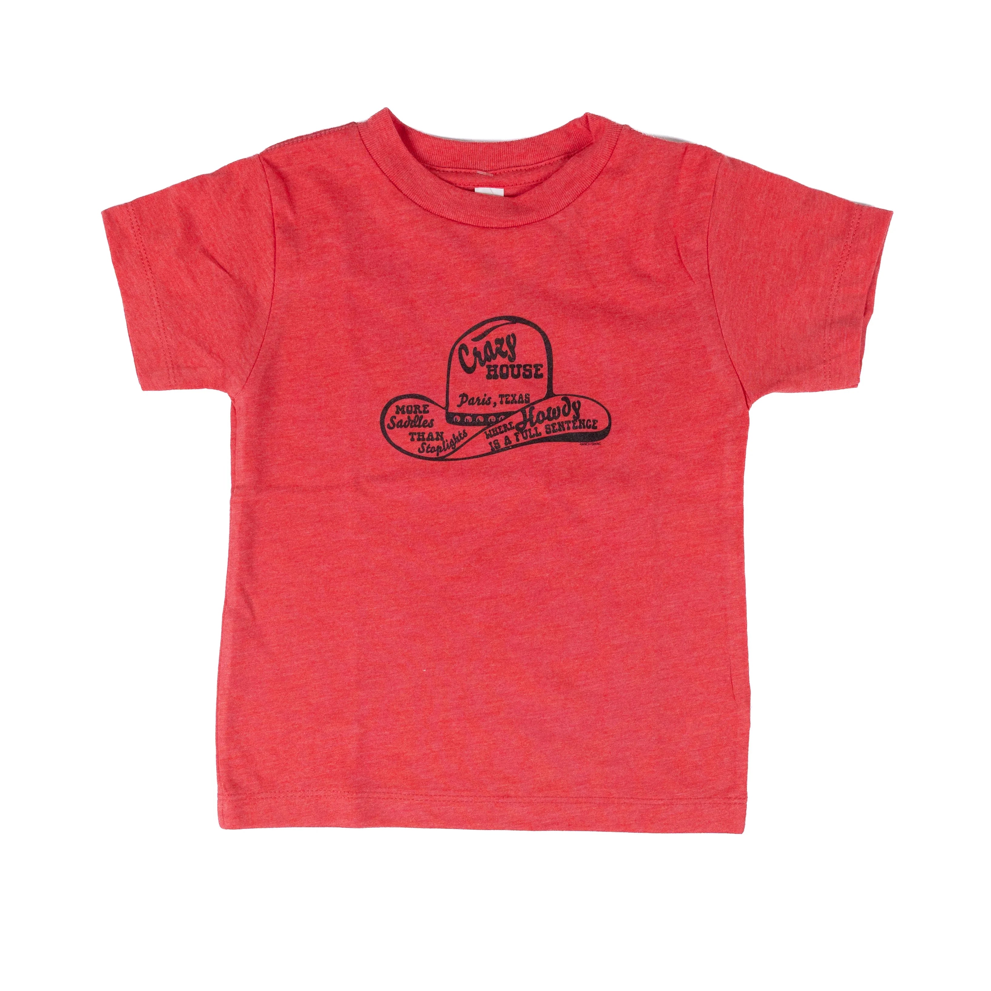 Girl's Youth Red Short Sleeve Crazy House T-shirt