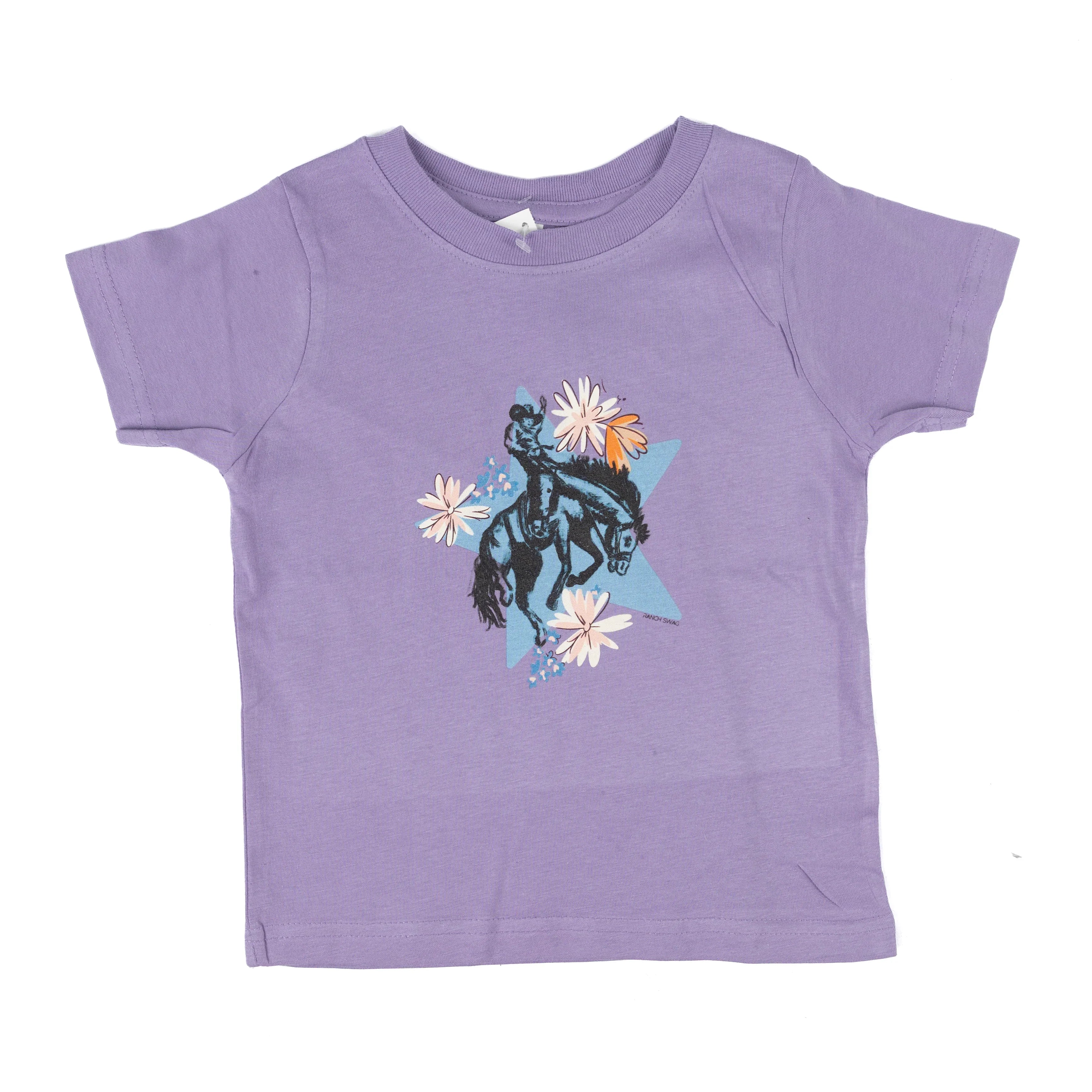 Girl's Youth Short Sleeve Purple Bucking Star T-shirt