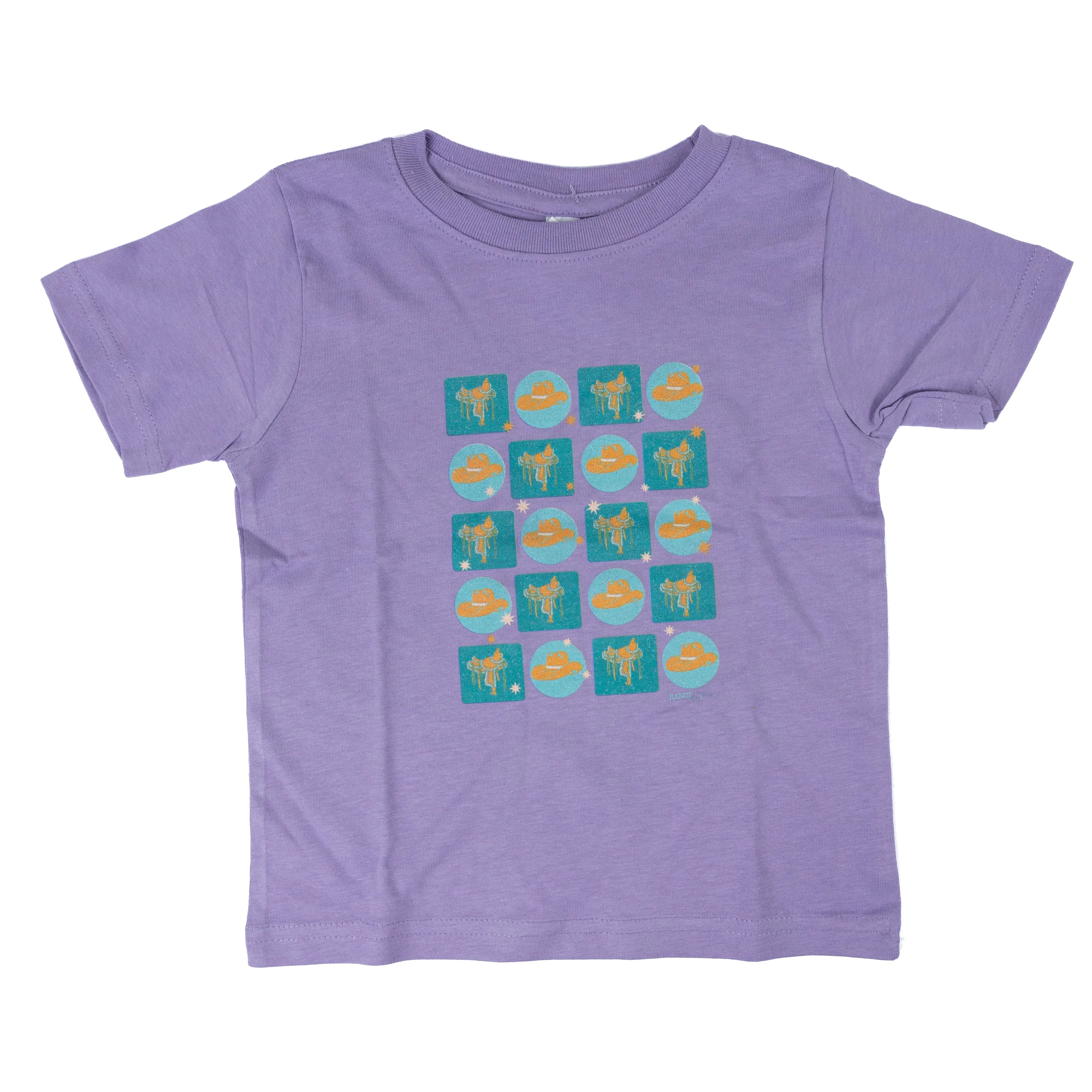Girl's Youth Short Sleeve Purple Hats and Saddles T-shirt