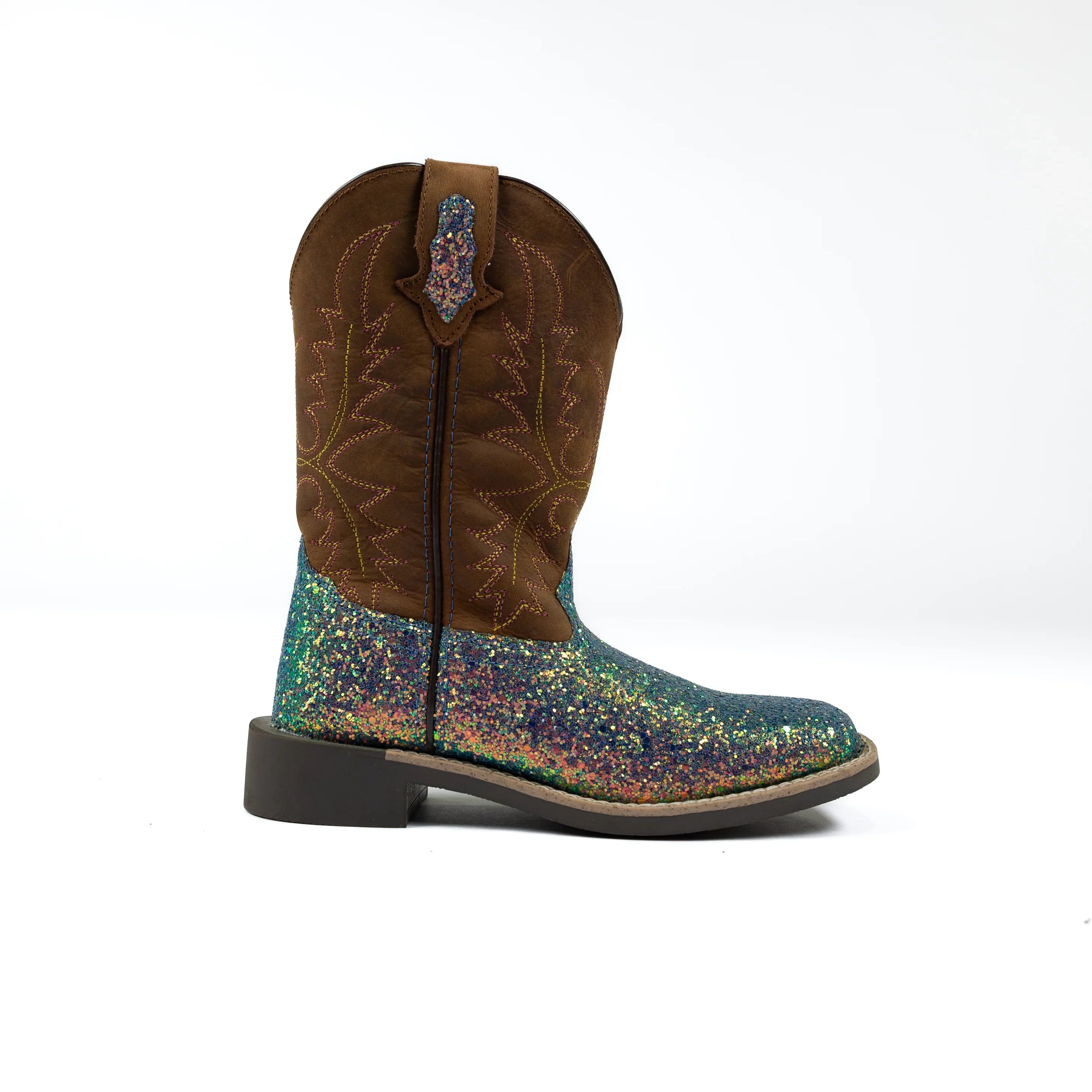 Girl's Youth Smoky Mountain Ariel Glitter Square Toe Western Boots