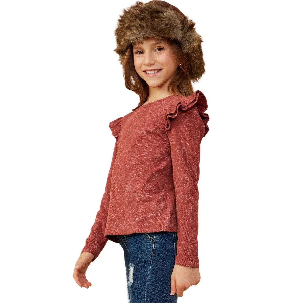 Girls Ruffled Knit Top GY8826