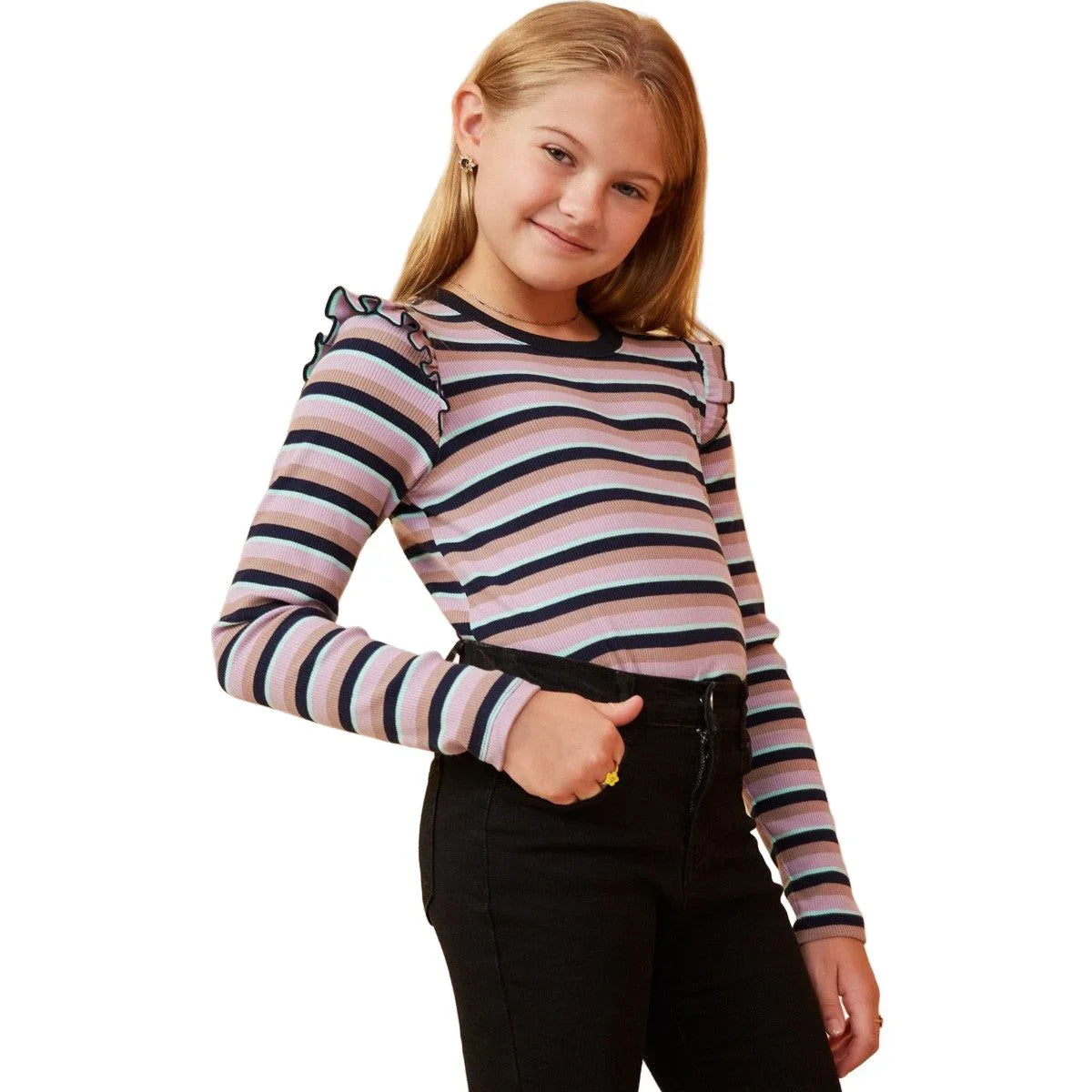 Girls Striped Knit Top GK1436