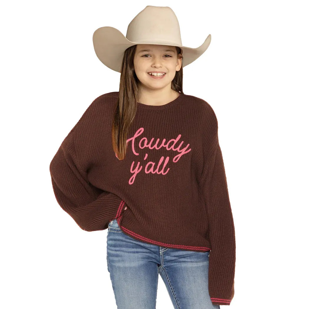 Girl's Rock and Roll Denim Howdy Y'all Sweater BG32T08064