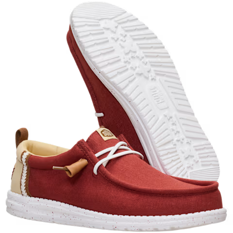 Men's Hey Dude Burnt Red Wally Craft Linen Casual Shoes 43086-7BI