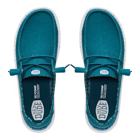 Women's Hey Dude Deep Teal Wendy Stretch Canvas Slip On Shoes 40902-4ZK