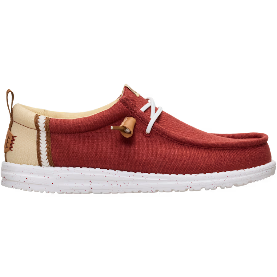 Men's Hey Dude Burnt Red Wally Craft Linen Casual Shoes 43086-7BI