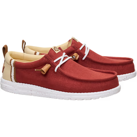 Men's Hey Dude Burnt Red Wally Craft Linen Casual Shoes 43086-7BI