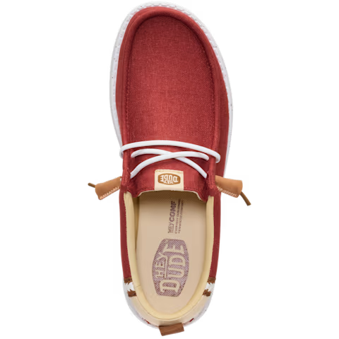 Men's Hey Dude Burnt Red Wally Craft Linen Casual Shoes 43086-7BI