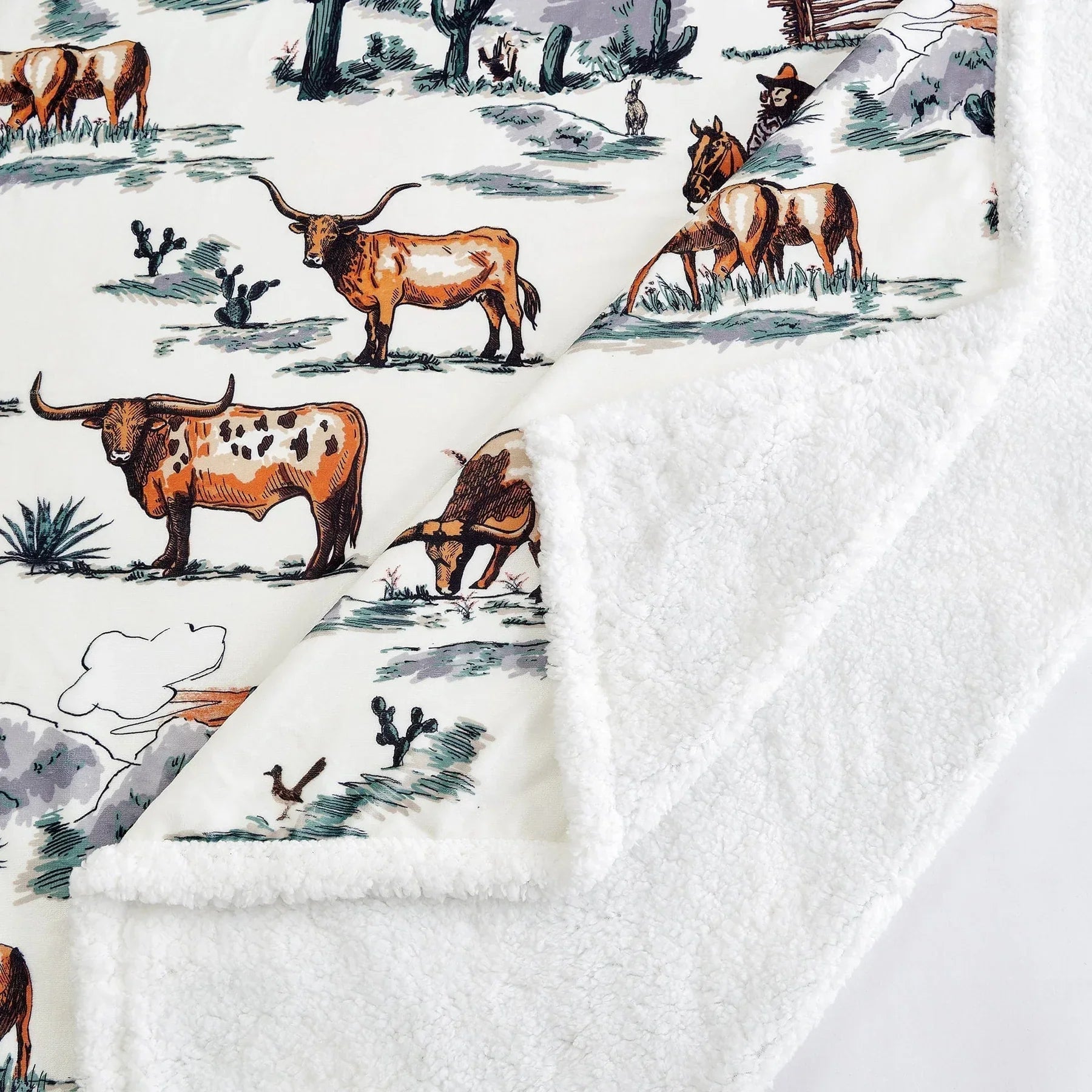 HiEnd Ranchlife Western Toile Campfire Sherpa Throw Blanket