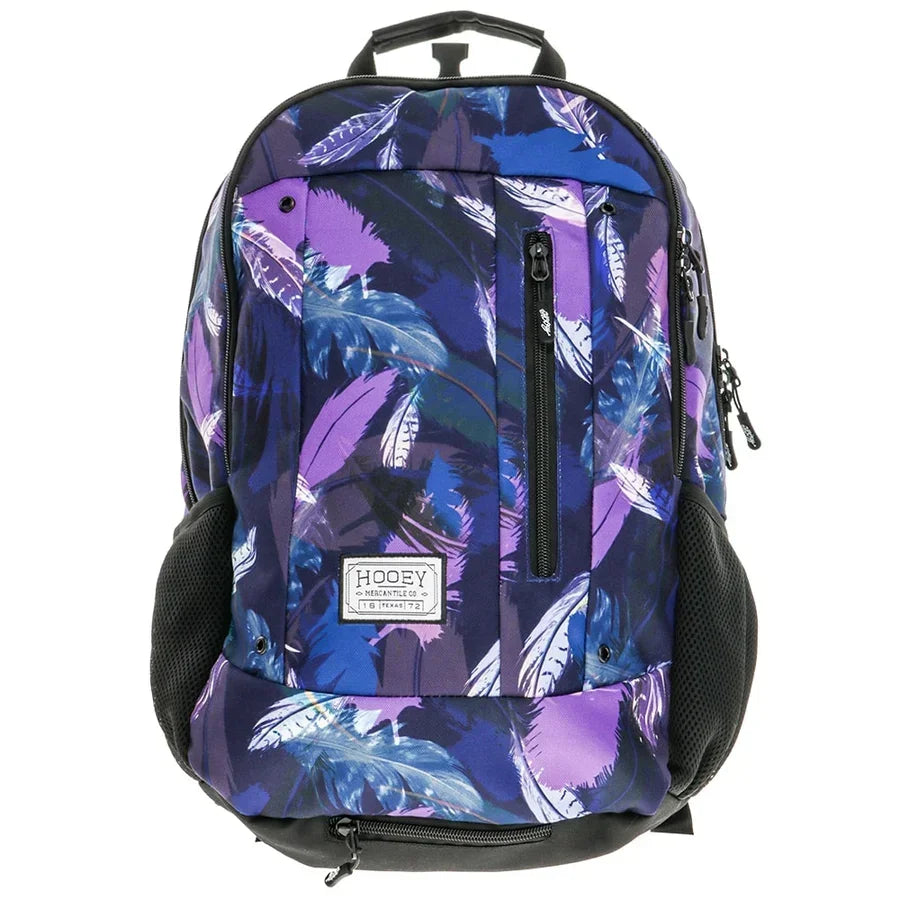 Hooey "Rockstar" Blue and Balck Feather Pattern Backpack BP062BLBK - Crazy House Western Wear