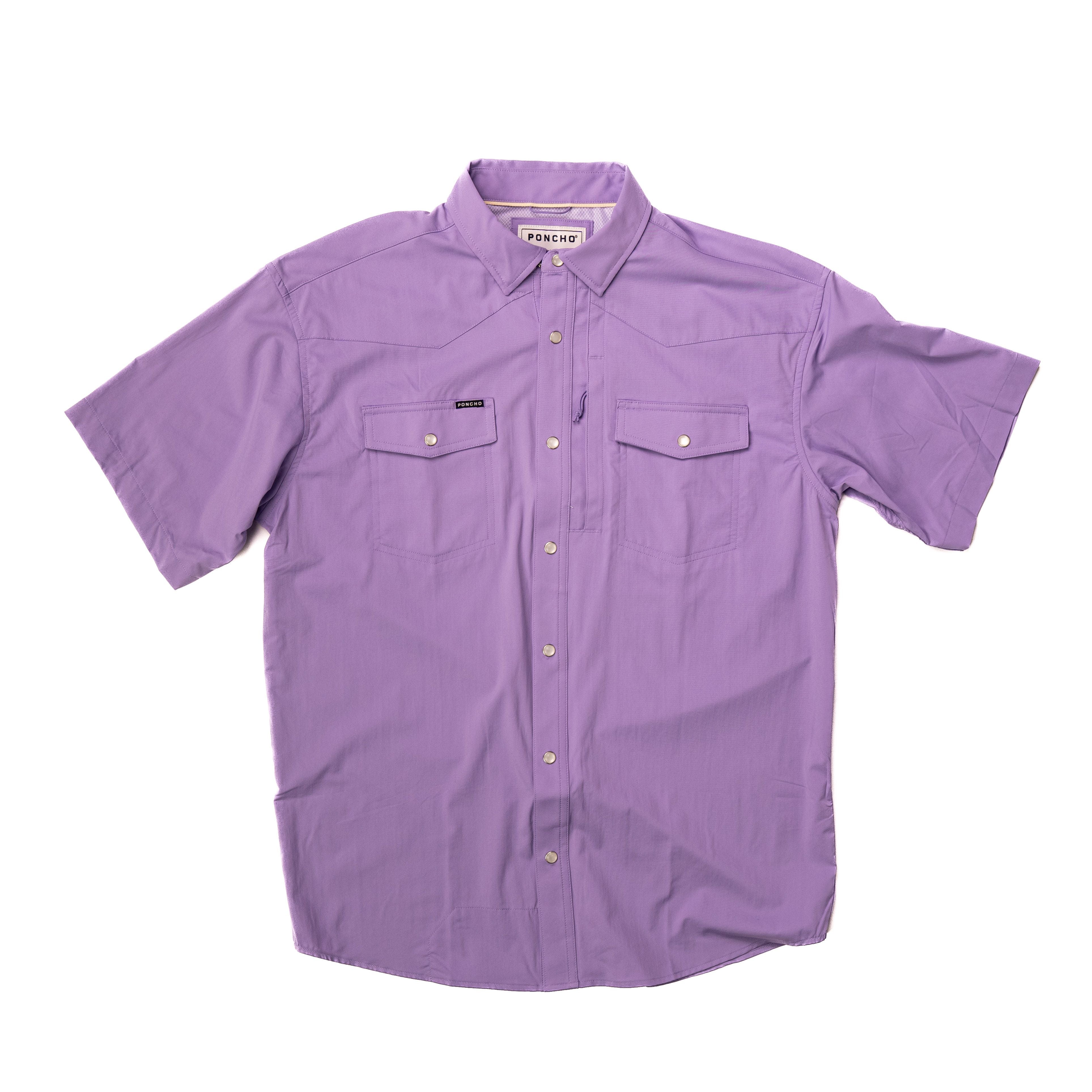 Men's Poncho Purple Pearl Snap Shirt Railhead-Prpl - Crazy House Western Wear