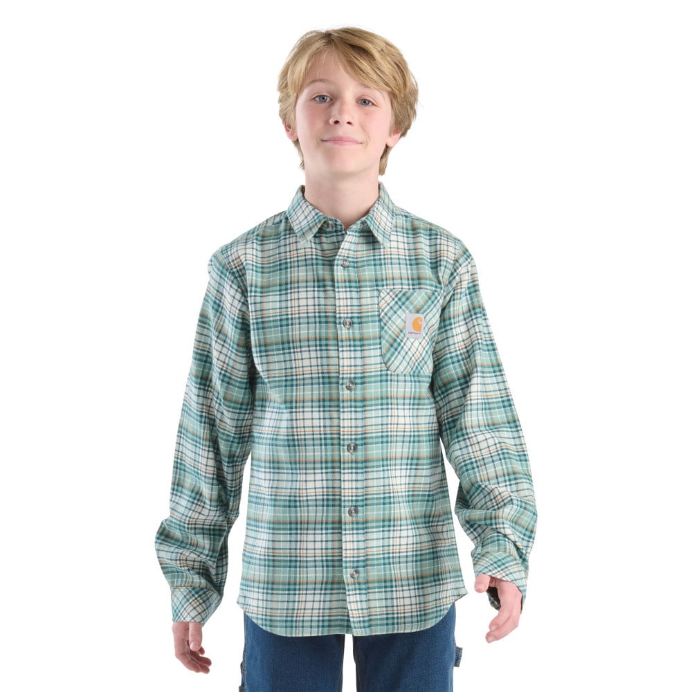 Boy's Carhartt Long- Sleeve Flannel Button-Front Shirt CE8211-GH5
