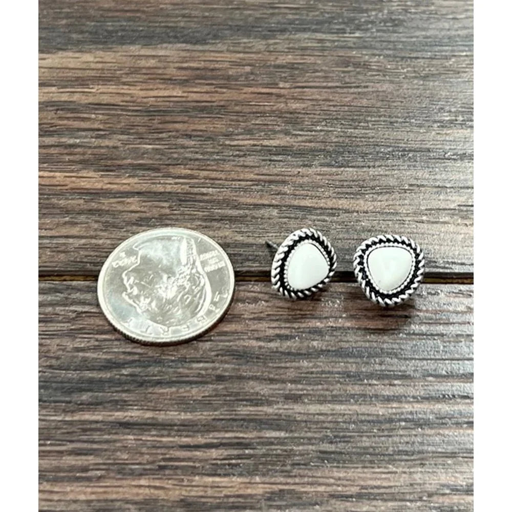 Isac 7mm Irregular White Turquoise Stud Earrings 723866-1