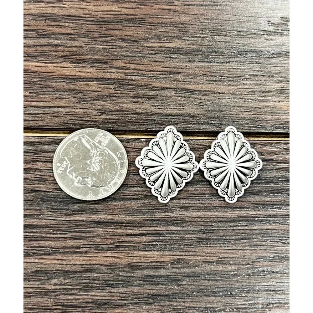 Isac Brass Concho Stud Earrings 724558-1