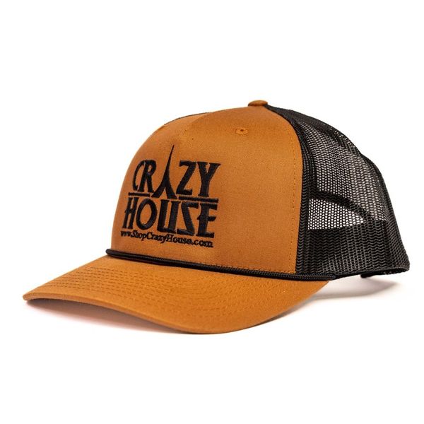 Brown Trucker Snapback with Crazy House Stitching - Crazy House Western Wear