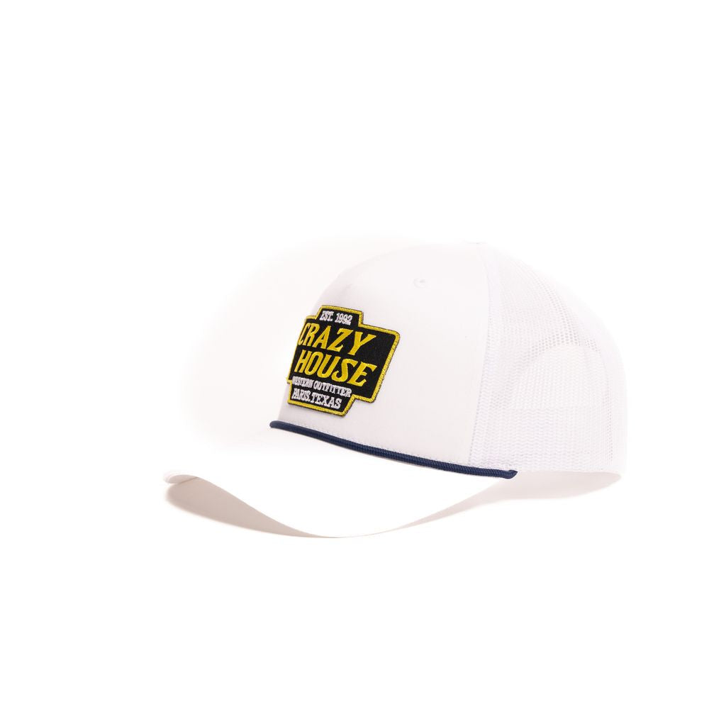 Crazy House Unisex White Snapback with Outfitter Patch - Crazy House Western Wear