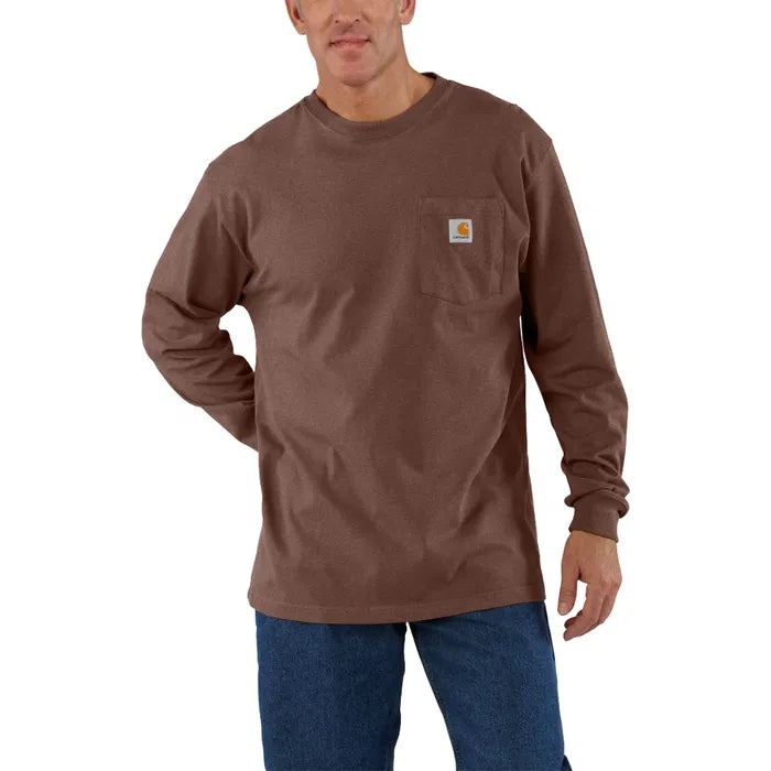 Men's Carhartt Loose Fit Long Sleeve Pocket Shirt - Mocha K126-B86 - Crazy House Western Wear