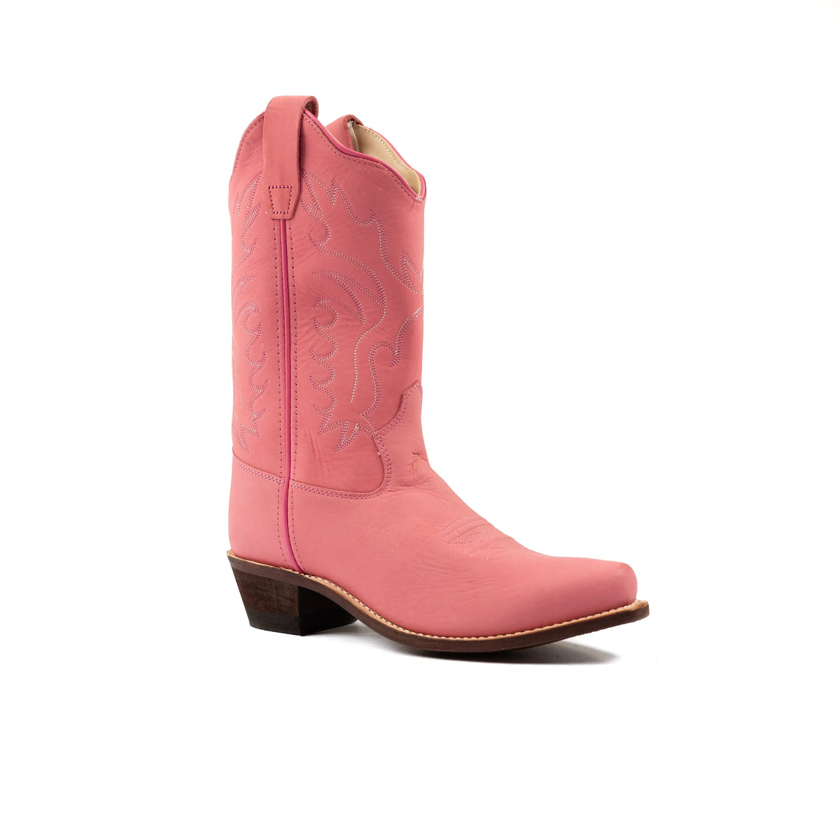 Kid's Old West 8" Pink Cowhide Boots CF8226