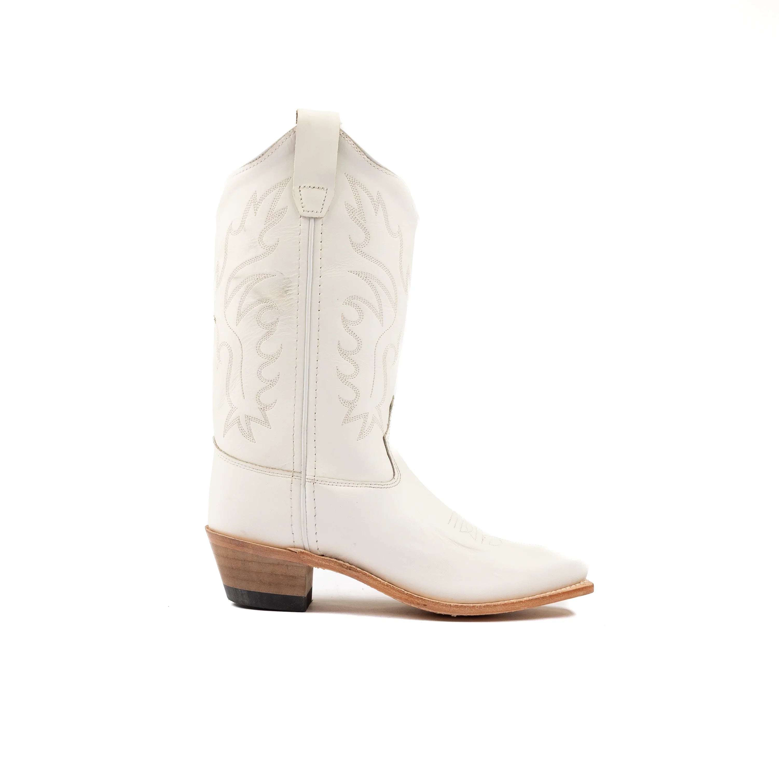 Kid's Old West 8" White Cowhide Boots CF8225
