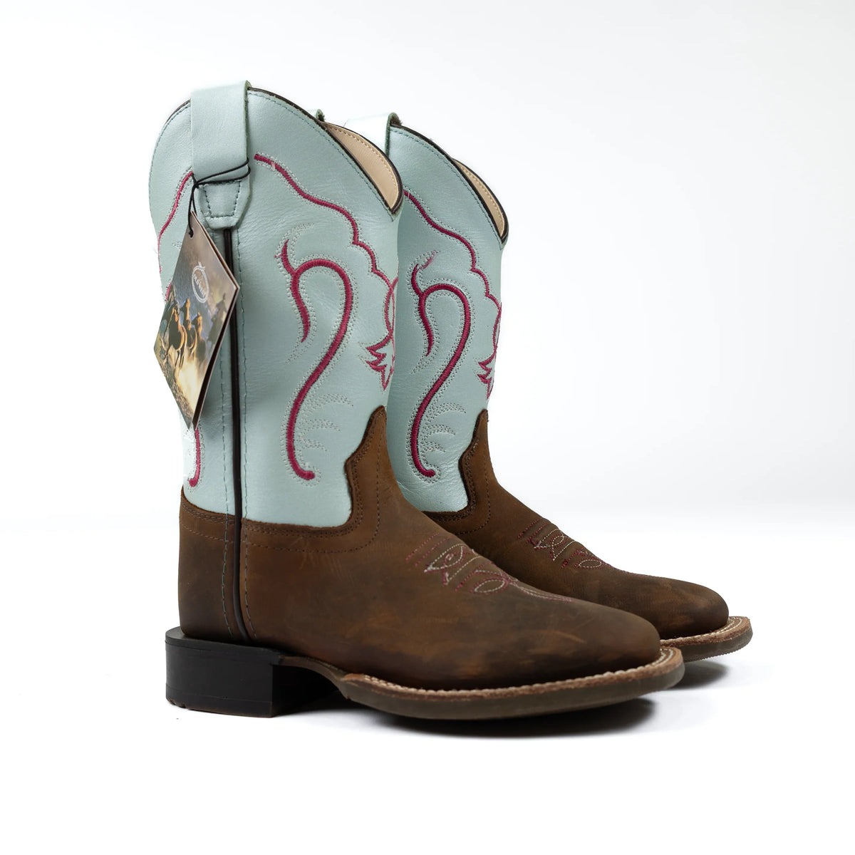 Kid's Old West Brown Cowhide Boots BSC1909