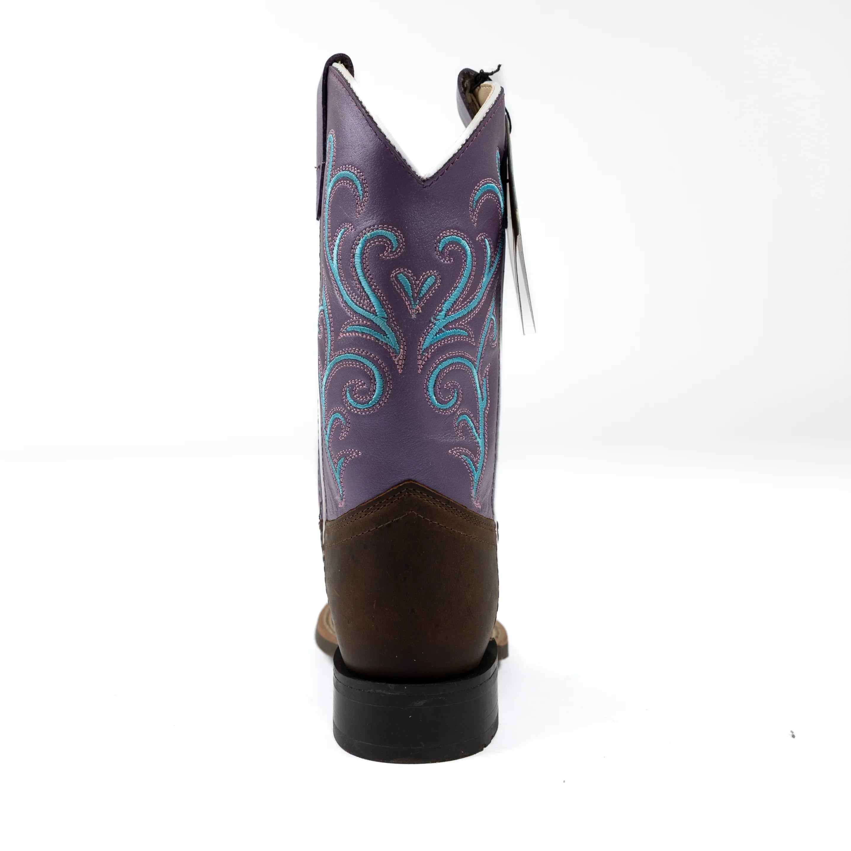 Kid's Old West Brown Cowhide Boots with Fancy Stitch BSC1907