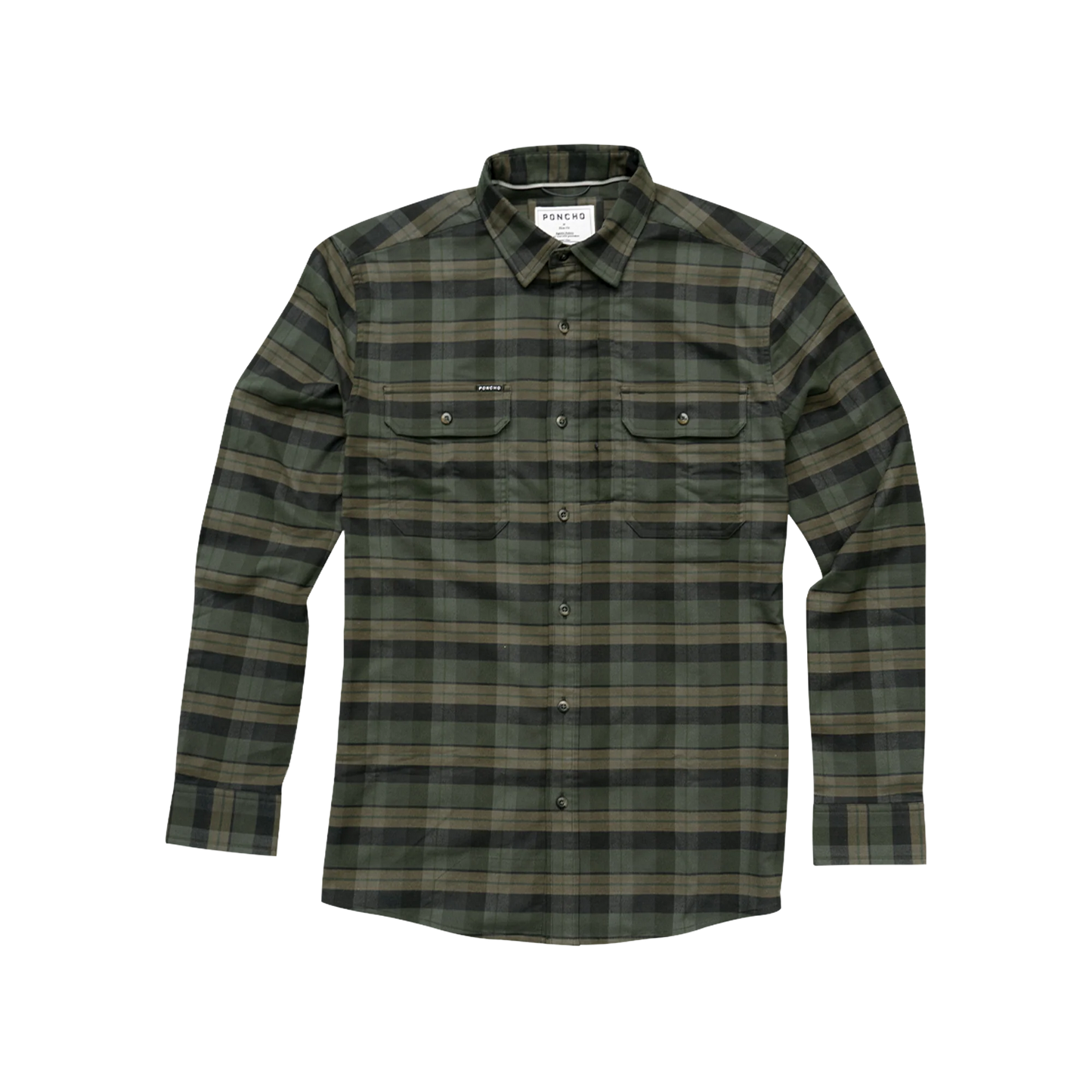 Men's Poncho "The Kodiak" The Green Plaid Long Sleeve Shirt