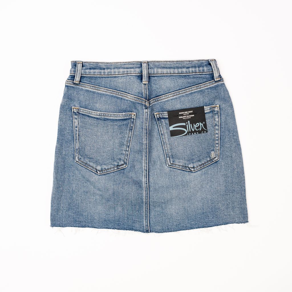 Women's Silver Denim Mini Skirt L34110AGR292