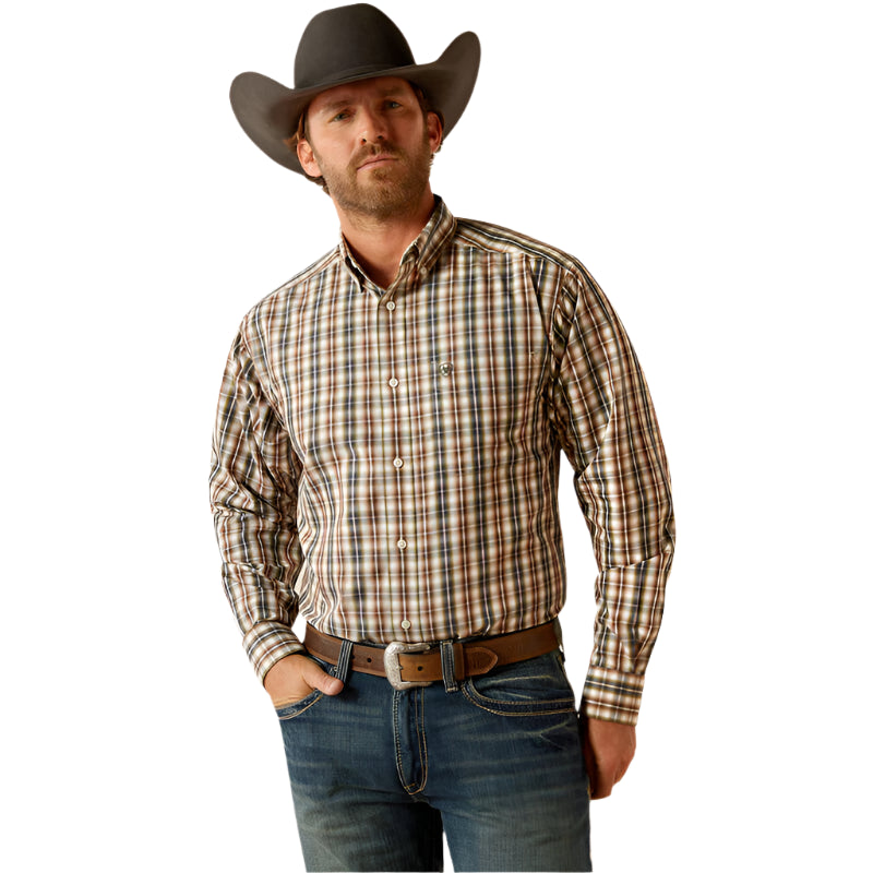 Men's Ariat Wrinkle Free Fitted Long Sleeve Plaid Button Down Shirt 10053912 - Crazy House Western Wear