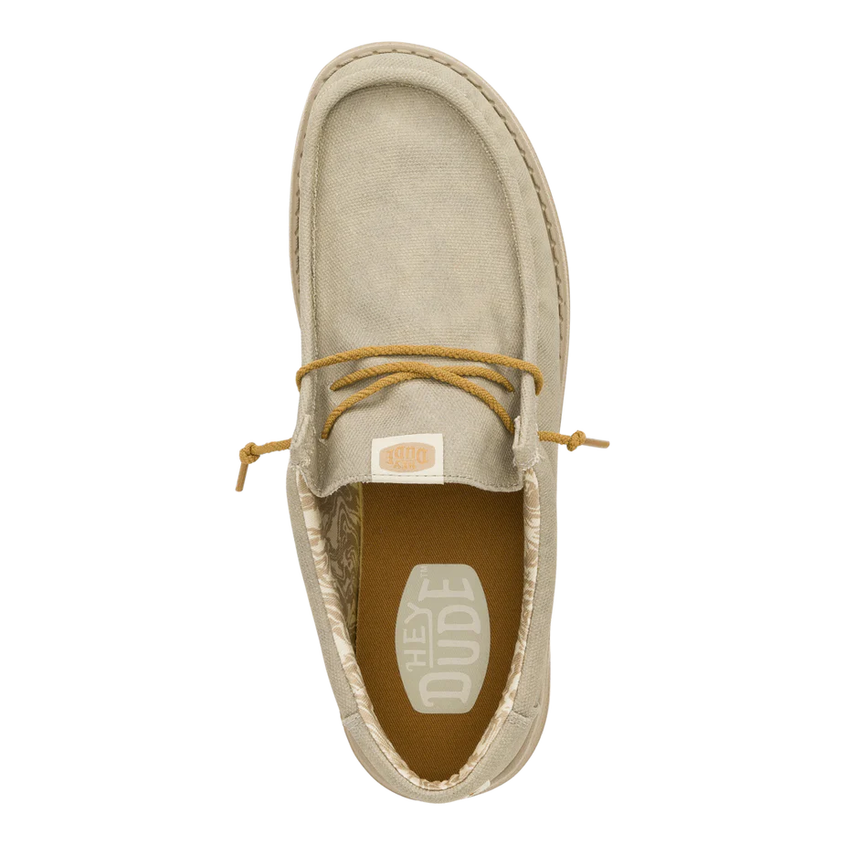 Men's Hey Dude Wally Waxed Canvas Light Grey 41873-007