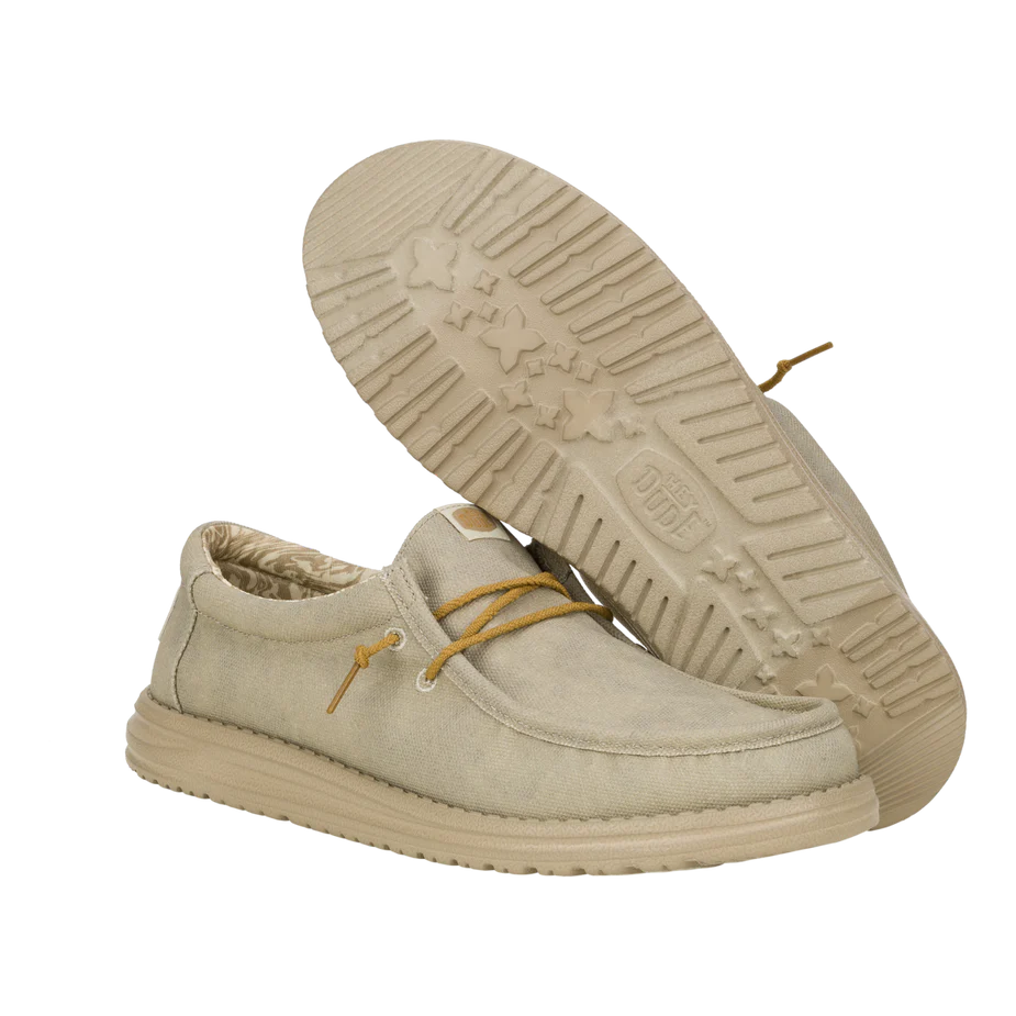 Men's Hey Dude Wally Waxed Canvas Light Grey 41873-007