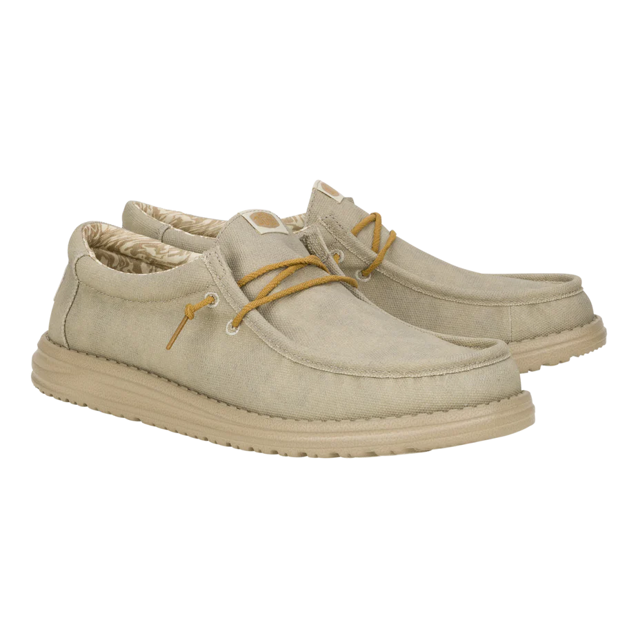 Men's Hey Dude Wally Waxed Canvas Light Grey 41873-007