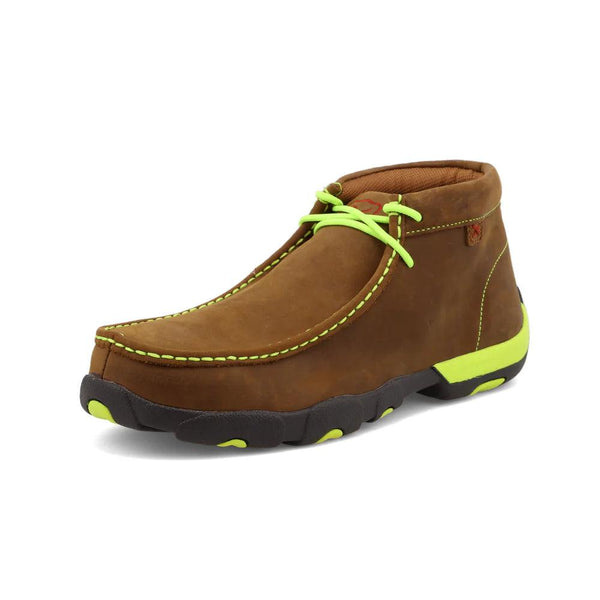 Men's Twisted X Brown and Lime Green Steel Toe Chukka Driving Mocs