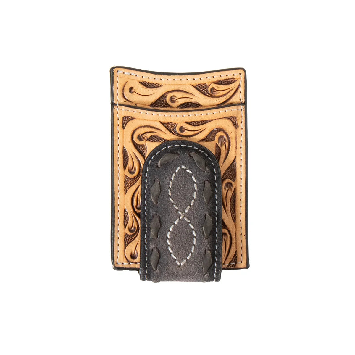 Men's 3D Black and Brown Money Clip Genuine Leather Wallet D2500126107 - Crazy House Western Wear