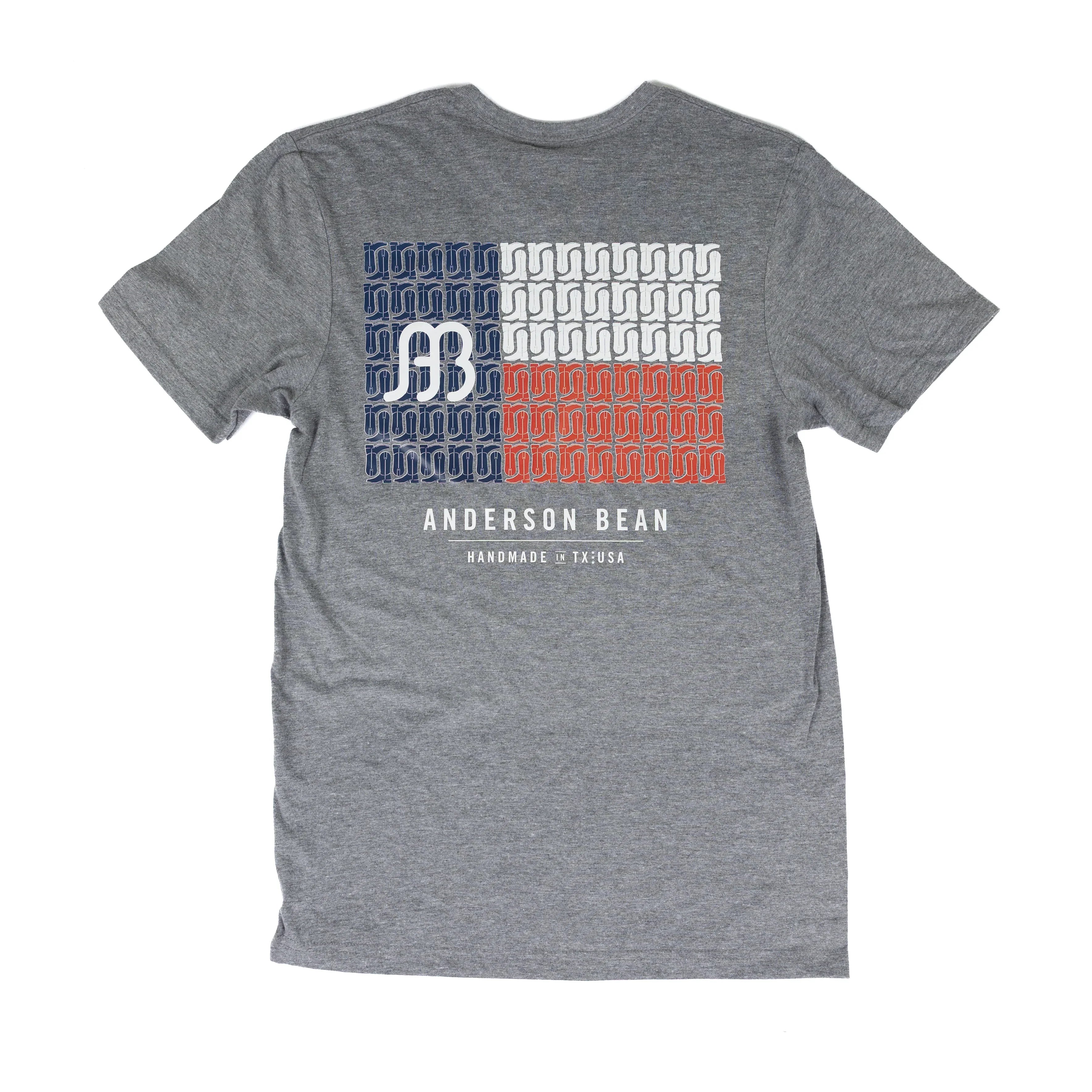 Men's Anderson Bean Short Sleeve Gray Texas Flag Printed T-shirt