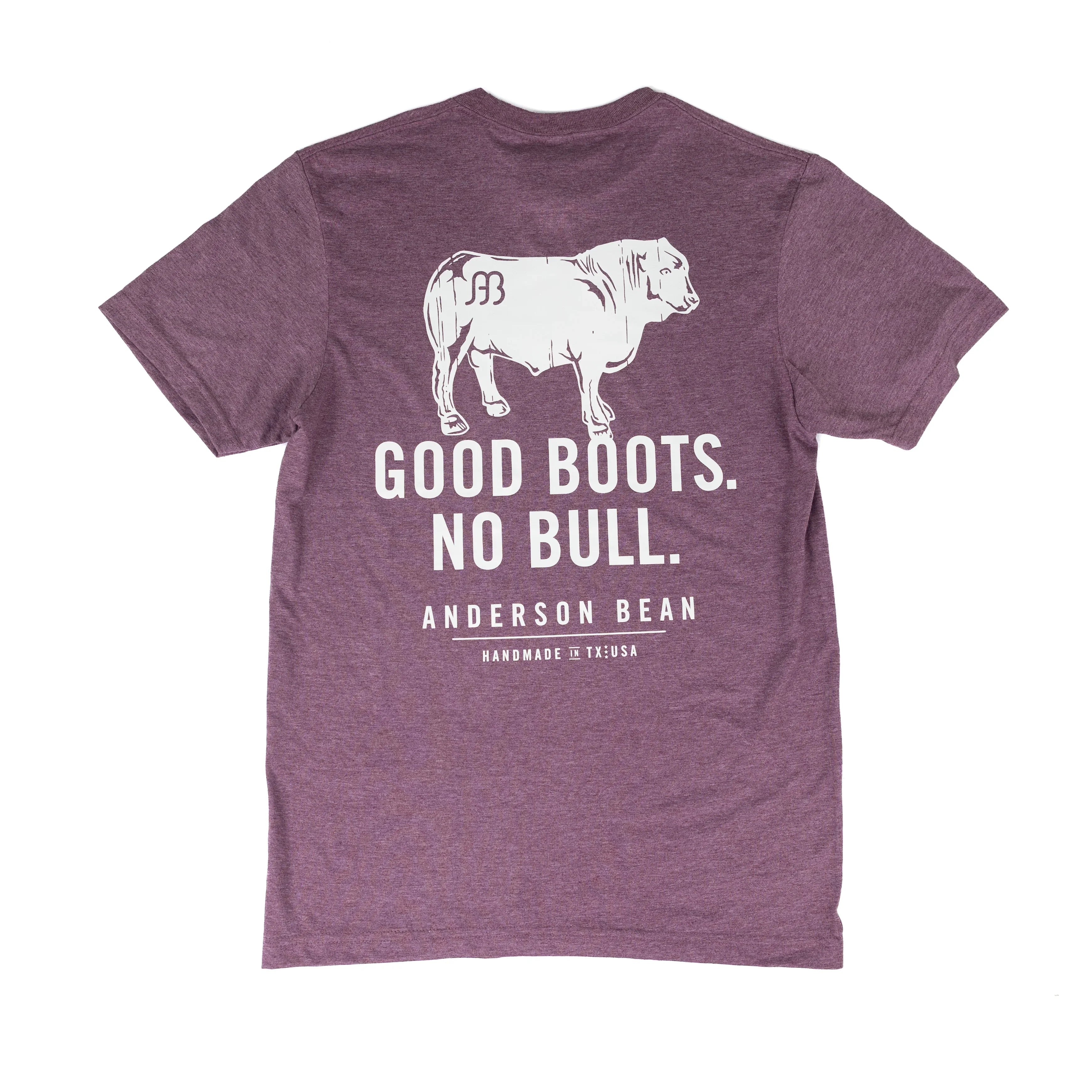 Men's Anderson Bean Short Sleeve Maroon "Good Boots No Bull" T-shirt