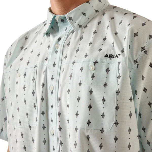 Men's Ariat Airflow Blue Glow Printed Short Sleeve Button Up 10073437