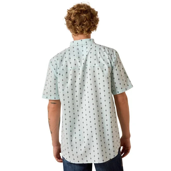 Men's Ariat Airflow Blue Glow Printed Short Sleeve Button Up 10073437