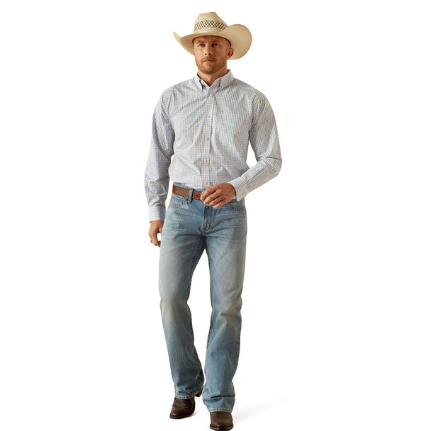 Men's Ariat Alan Wrinkle Free Blue Plaid 10054690 - Crazy House Western Wear