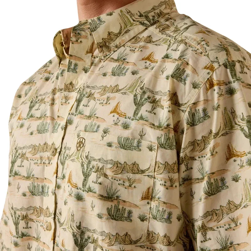 Men's Ariat Almond Oil Scenic Print Sable Classic Fit Shirt 10073530