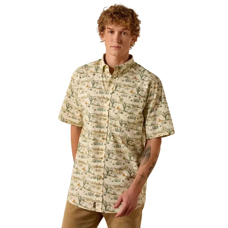 Men's Ariat Almond Oil Scenic Print Sable Classic Fit Shirt 10073530