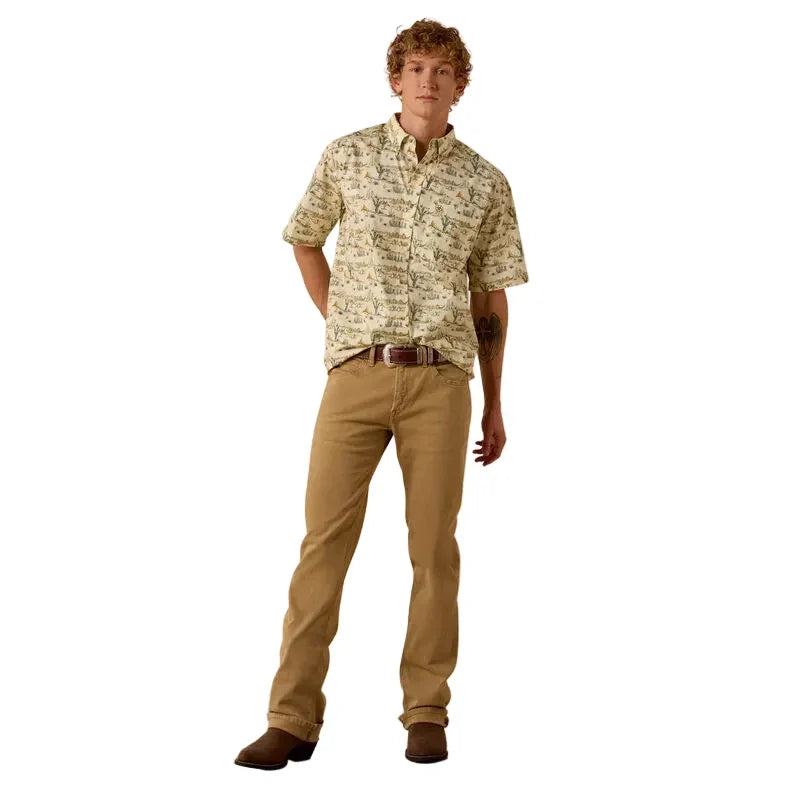 Men's Ariat Almond Oil Scenic Print Sable Classic Fit Shirt 10073530