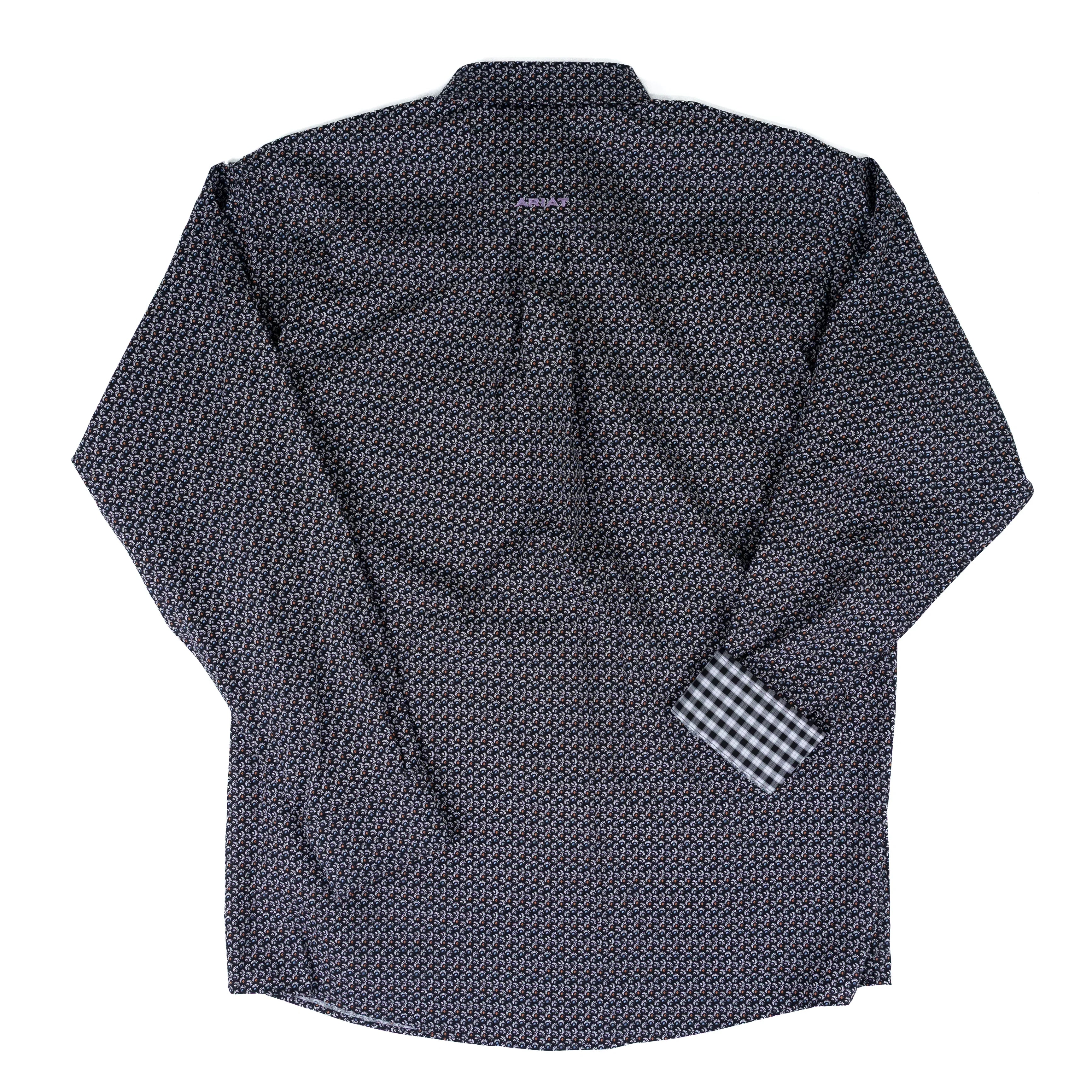 Men's Ariat Black Leaf Print Wrinkle Free Lucien Classic Fit Shirt 10071747