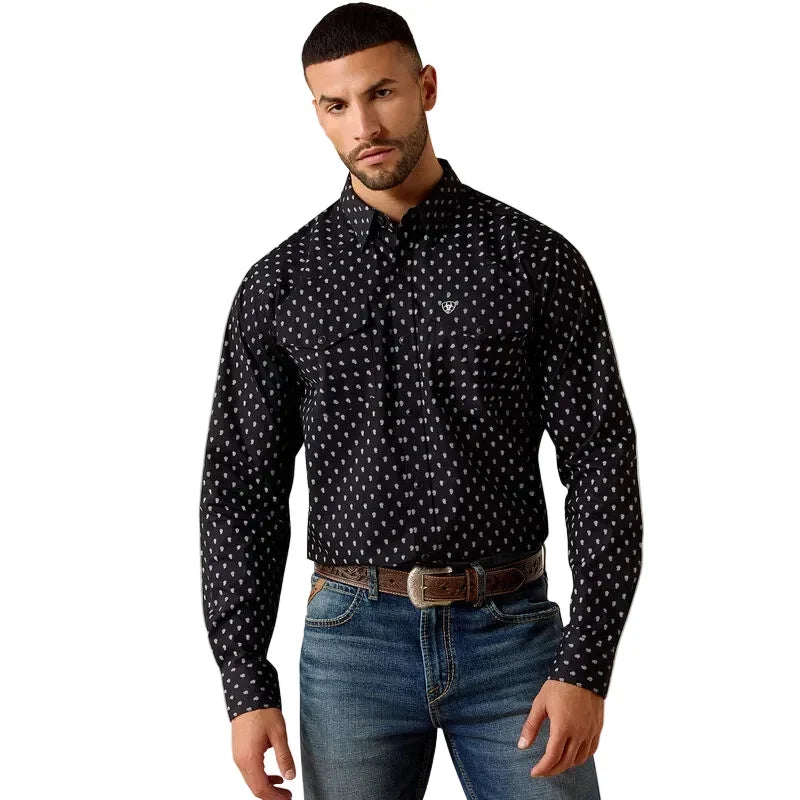 Men's Ariat Black Paisley Print Truth Fitted Snap Shirt 10071721