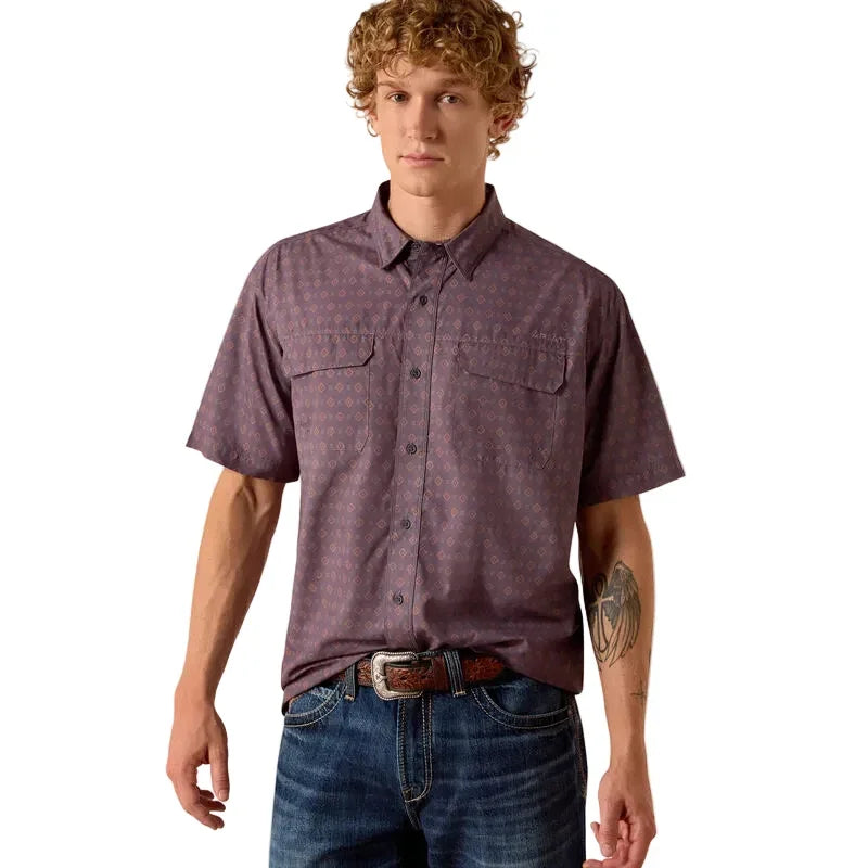 Men's Ariat Black Printed VentTEK Outbound Classic Fit Shirt 10073428
