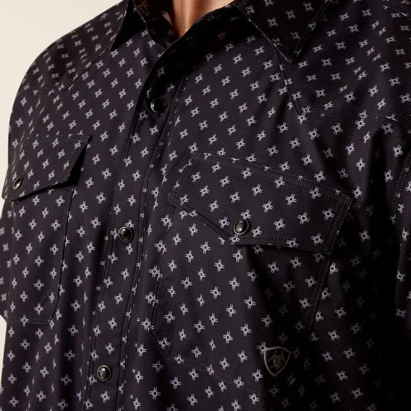 Men's Ariat Black Printed VentTEK Western Fitted Snap Shirt 10073422