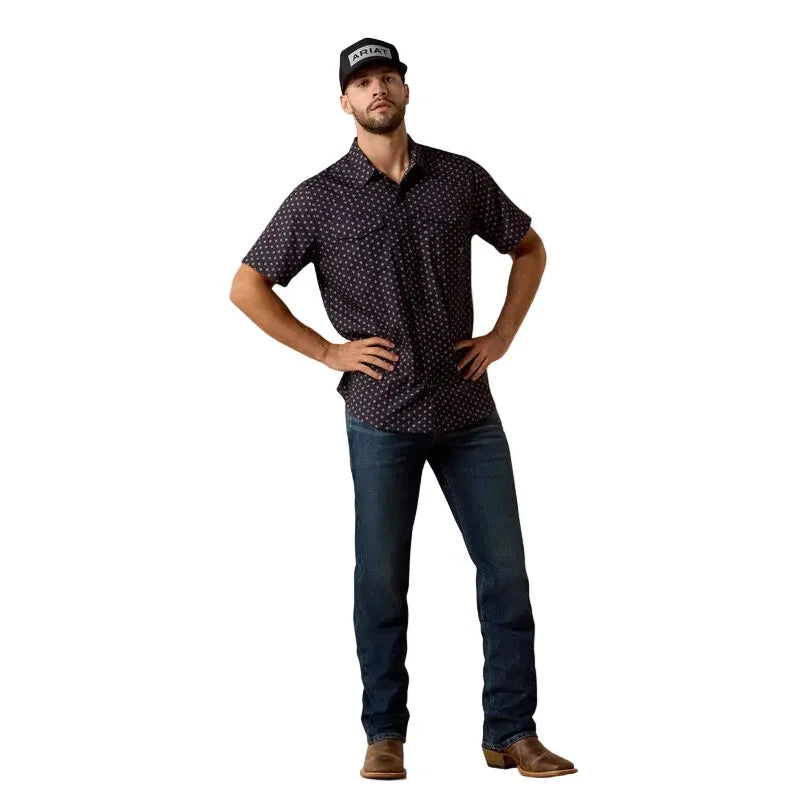 Men's Ariat Black Printed VentTEK Western Fitted Snap Shirt 10073422