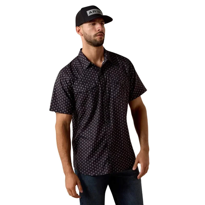 Men's Ariat Black Printed VentTEK Western Fitted Snap Shirt 10073422